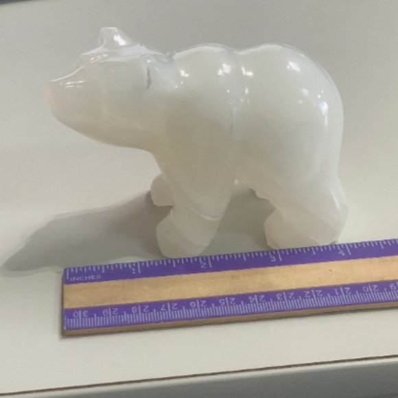 Large White Onyx 4 Inch Polished Bear, Carved Bear, Bear Figurine, Collectables - Picture 7 of 7